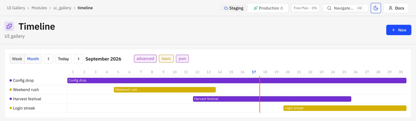 timeline layout